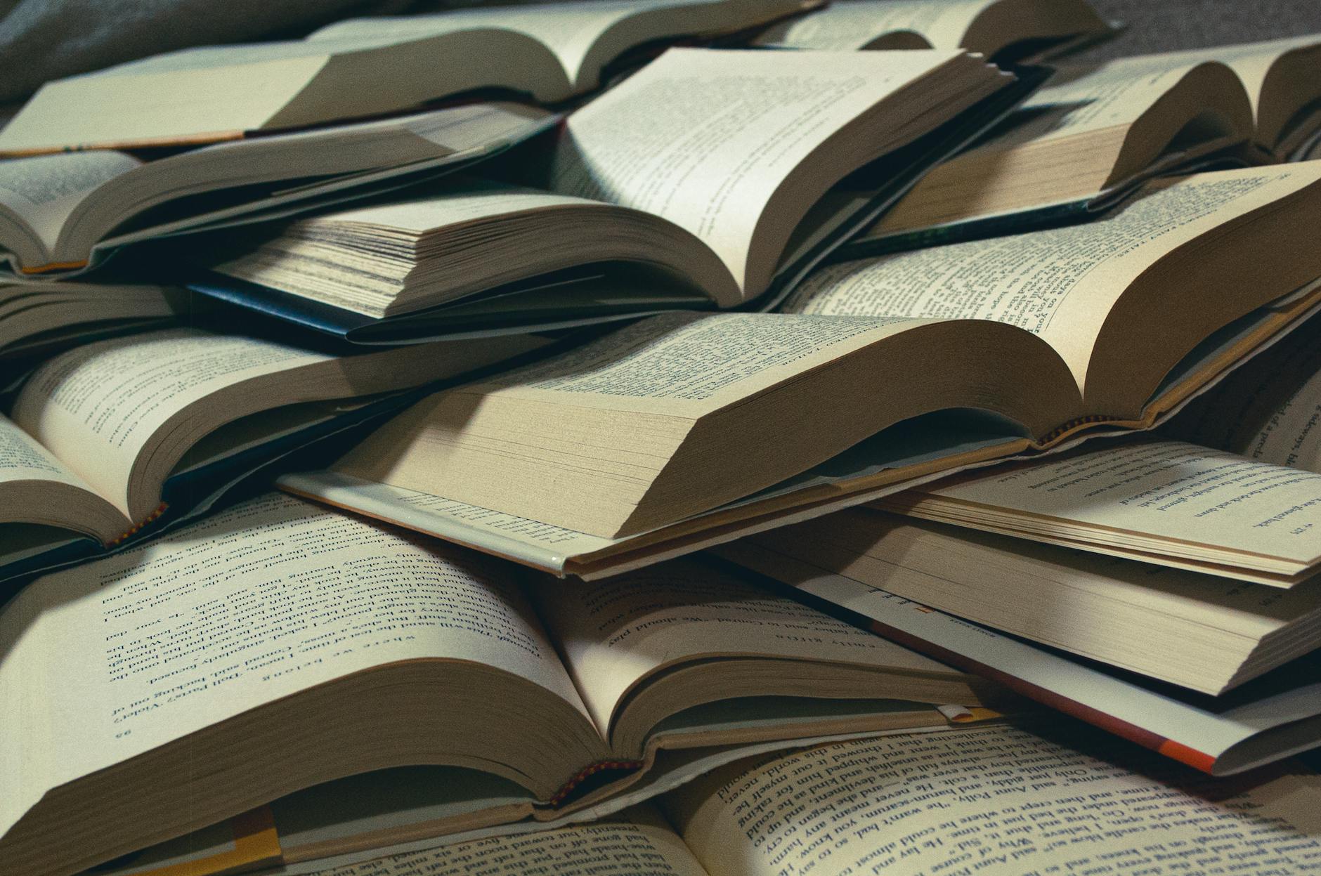 Industria editorial argentina - libros apilados en estantería de librería