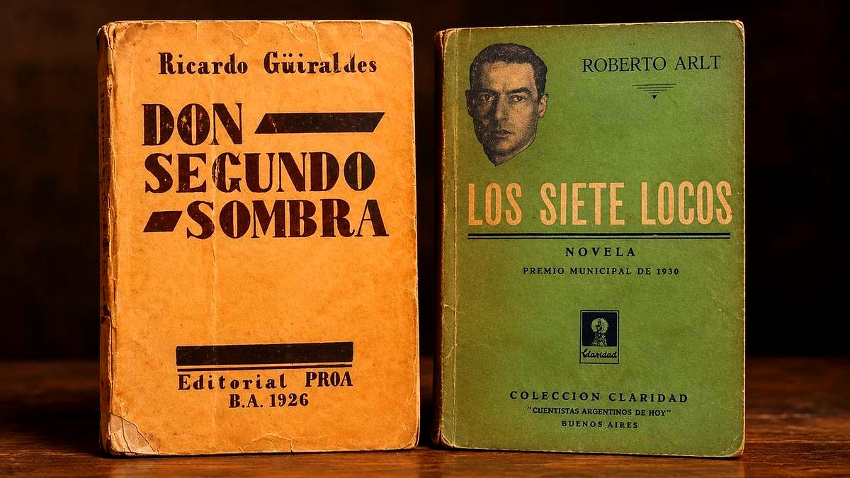 Libros antiguos de Güiraldes y Arlt