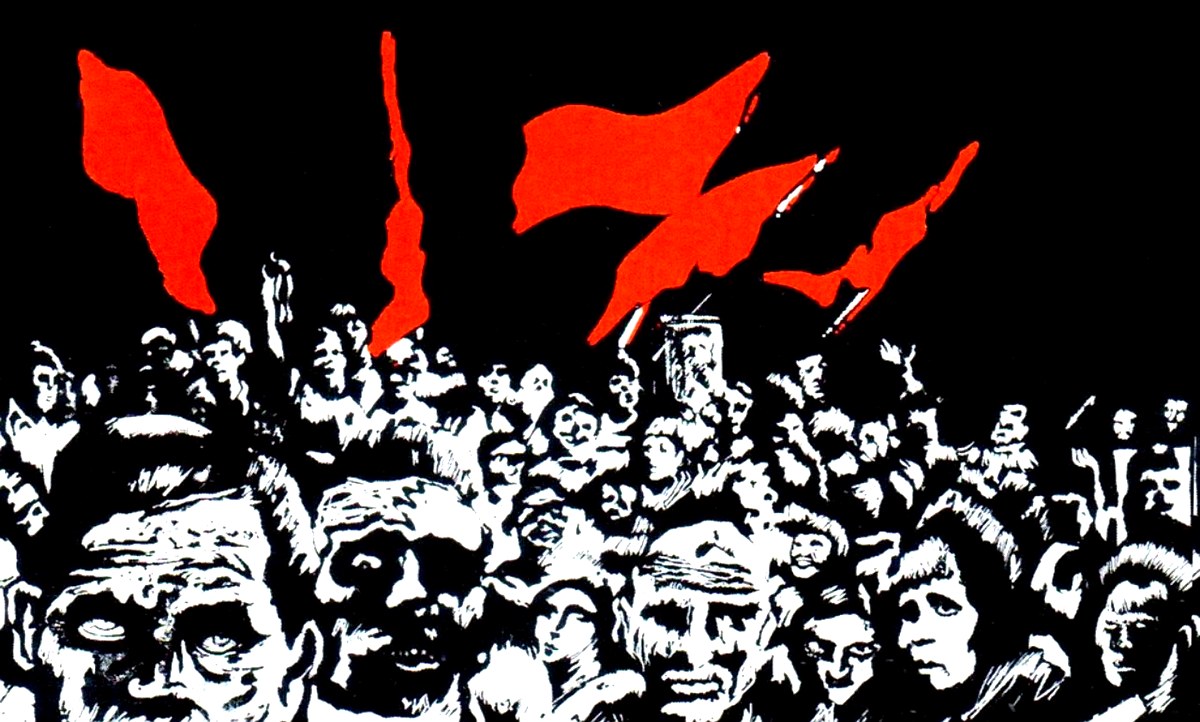 Oktubre: la tapa del disco de Los Redondos, obra de Rocambole