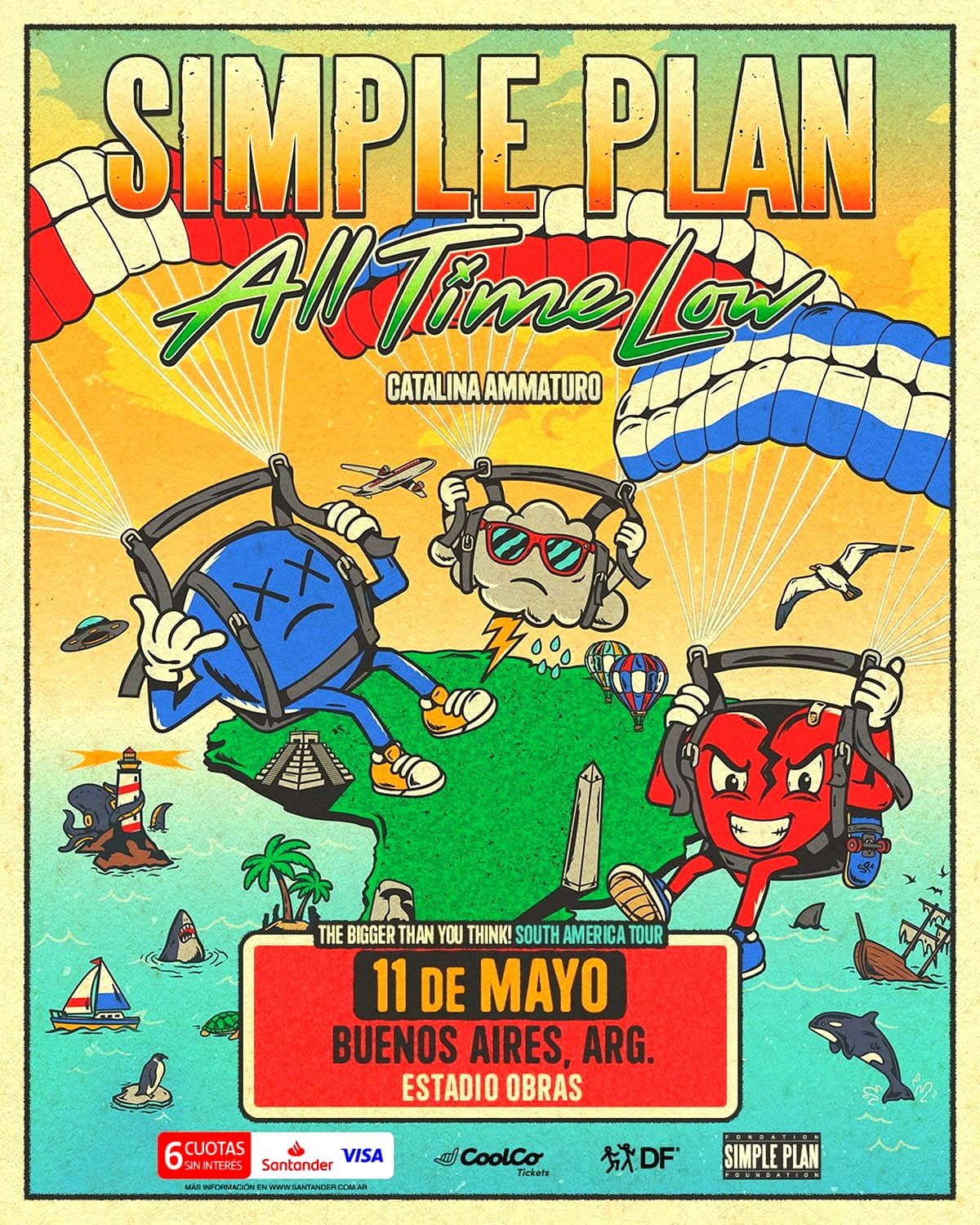 Afiche oficial de Simple Plan en Obras con All Time Low